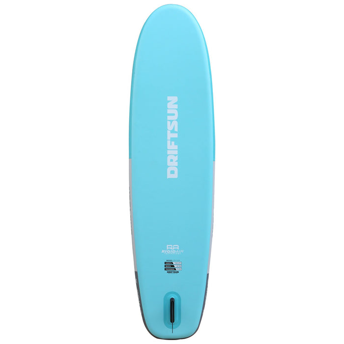 Back view of Driftsun 10’ 6" Cruiser Inflatable Paddleboard standing vertically 