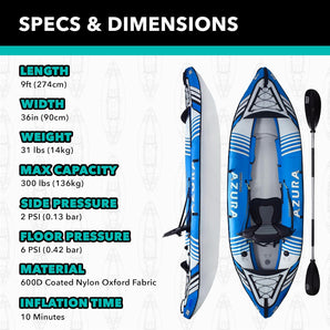 Driftsun Azura One Person Inflatable Recreational Touring Kayak