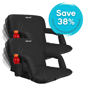 2 Pack - Driftsun Folding Stadium Seat, Reclining Bleacher Chair