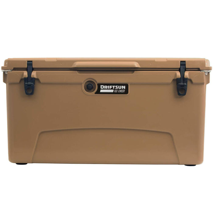 Tan Ice Chest Facing Forward With Lid Closed