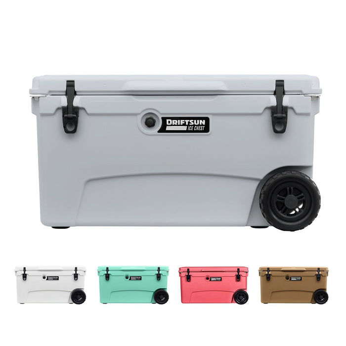 Driftsun 70 Quart Performance Rolling Ice Chest- Insulated Rotomolded Cooler