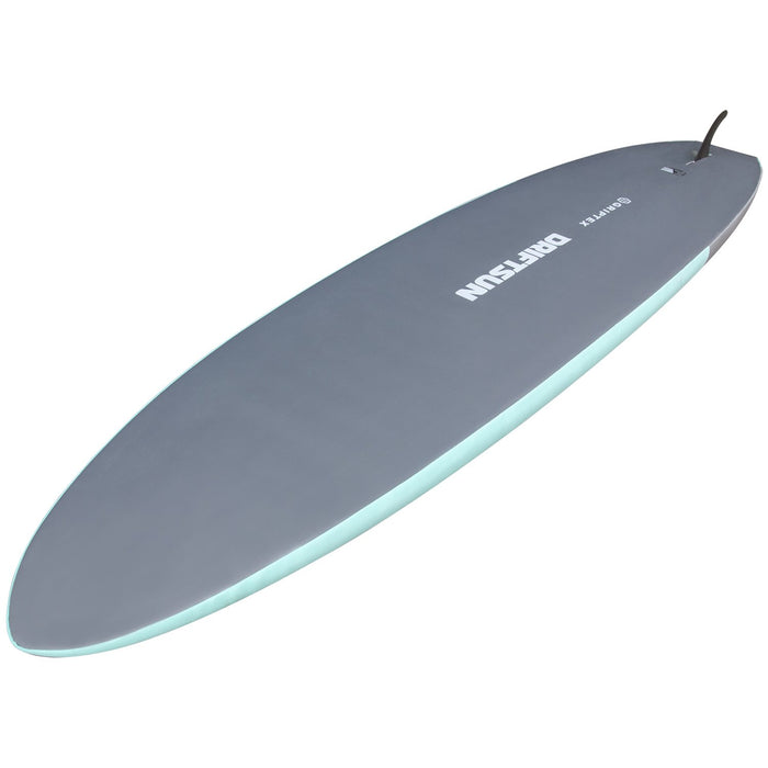Angled back view Driftsun Soft Top Rigid Stand Up Paddleboard 11ft SUP showing fin