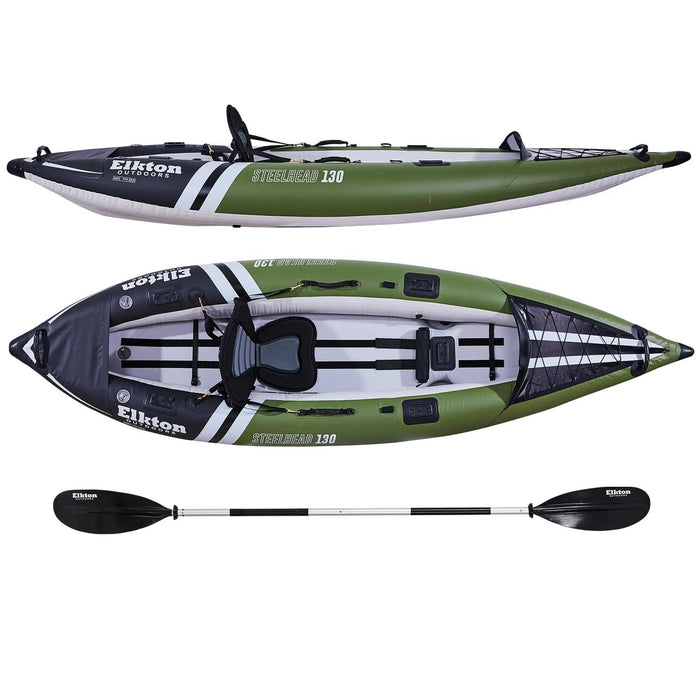 Elkton Outdoors Steelhead Single Person Inflatable Fishing Kayak