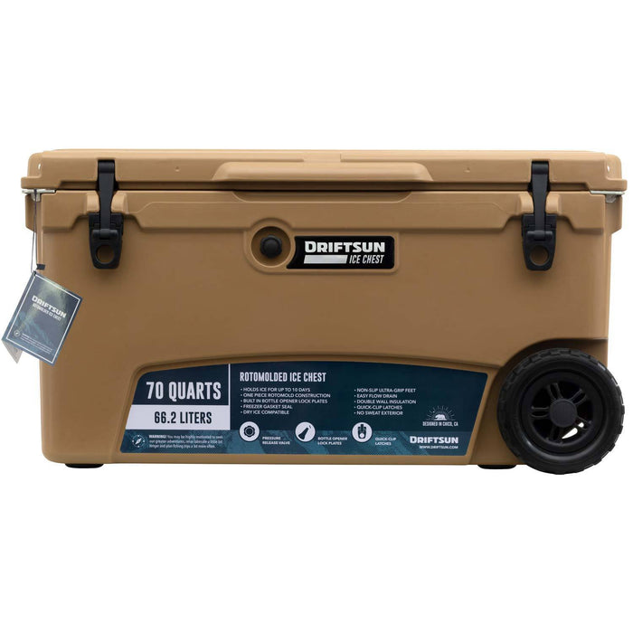 Driftsun 70 Quart Performance Rolling Ice Chest- Insulated Rotomolded Cooler